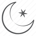 crescent, crescent and star, eid moon, moon, nighttime, symbol of islam