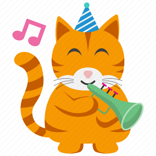 Celebration, confetti, hooray, pet, cupid, cat, sticker icon - Download on Iconfinder