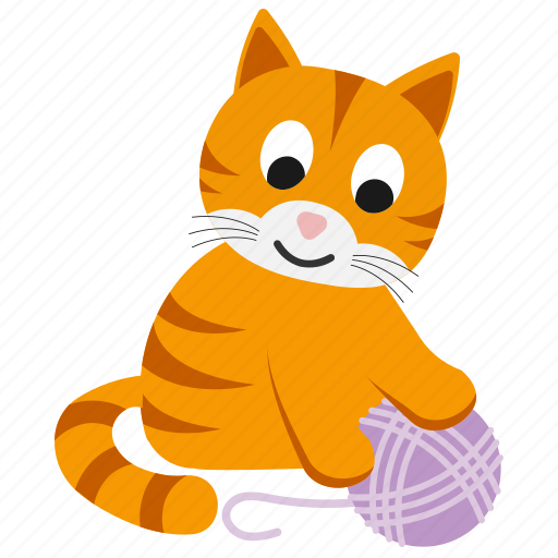 Sticker, cat, cupid, pet, kitten, ball, thread icon - Download on Iconfinder
