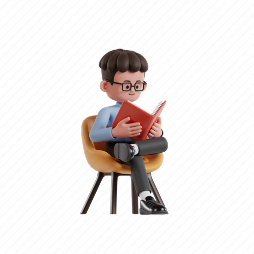 Reading, book, 3d character, 3d illustration, 3d render, 3d businessman, blue shirt 3D illustration - Download on Iconfinder