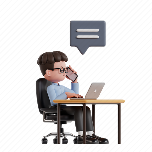Sit, laptop, talking, 3d character, 3d illustration, 3d render, 3d businessman 3D illustration - Download on Iconfinder