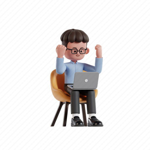 Finish, work, 3d character, 3d illustration, 3d render, 3d businessman, blue shirt 3D illustration - Download on Iconfinder
