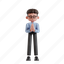 namaste, 3d character, 3d illustration, 3d render, 3d businessman, blue shirt, glasses, eyeglasses, business, welcoming guests, receptionist, officer, hand clap, greeting, calm, humble, welcoming, friendly 