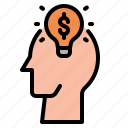 thinking, idea, lightbulb, creative, money