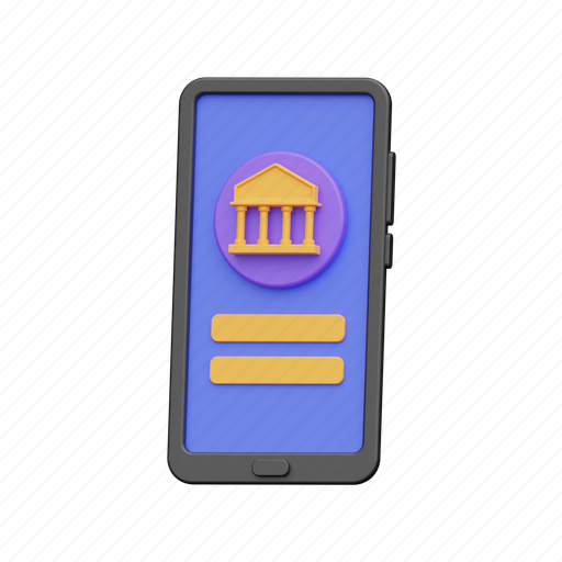 Mobile banking, laptop, bank, shop, commerce 3D illustration - Download on Iconfinder