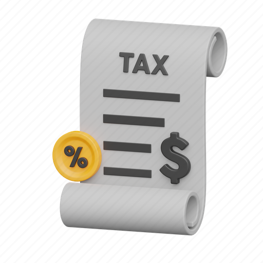 Tax, bill, document, payment, finance 3D illustration - Download on Iconfinder