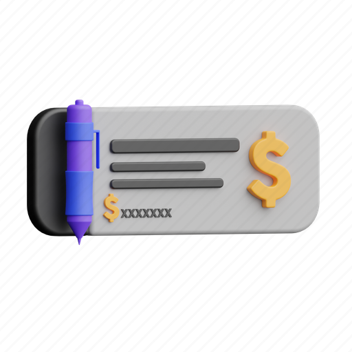 Bank check, check, accept, approved, tick 3D illustration - Download on Iconfinder