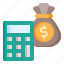 calculator, currency, bag, money, finance, payment, business, dollar 