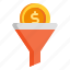 conversion, currency, filter, finance, sort, money, coin, business, funnel 