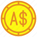 australian, dollar, currency, finance, money
