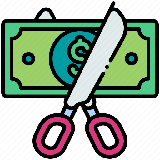 Tax, cutting, scissor, money, loss icon - Download on Iconfinder