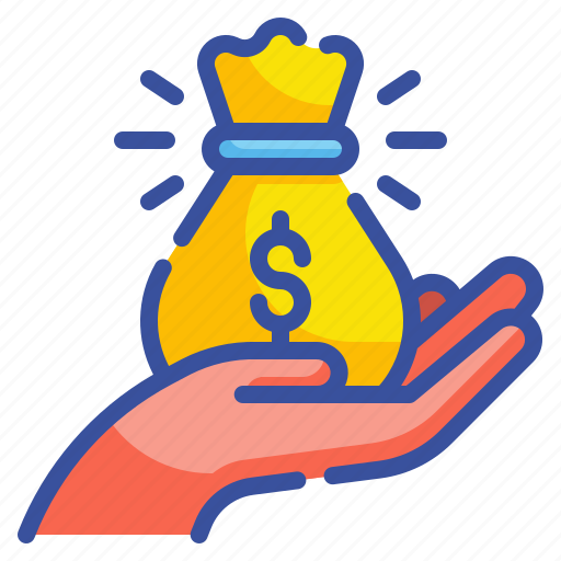 Bag, income, money, currency, wage, earnings, hand icon - Download on Iconfinder