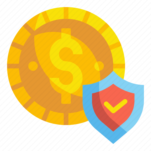 Safety, protection, shield, insurance, coin, money, verified icon - Download on Iconfinder