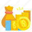 banknote, asset, currency, bag, coin, dollar, money 