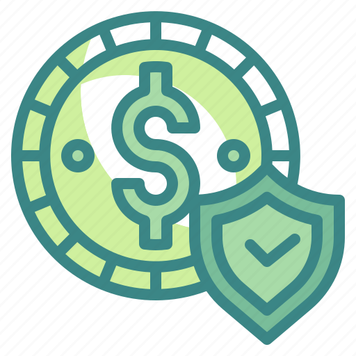 Insurance, coin, money, verified, safety, protection, shield icon - Download on Iconfinder