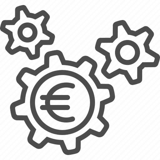 Cogs, economy, euro, finance, gears, sprockets icon - Download on Iconfinder