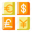 currency, dollar, euro, yen 