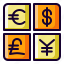 currency, dollar, euro, yen 