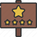 review, picket, sign, wooden, rating, stars