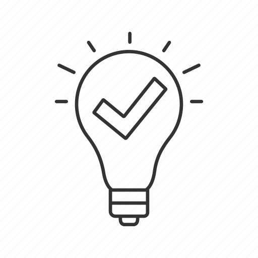 Approved, business strategy, checkmark, idea, light bulb, solution, verified icon - Download on Iconfinder
