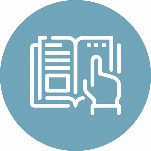 Book, education, finger, hand, help, read, touch icon - Download on Iconfinder