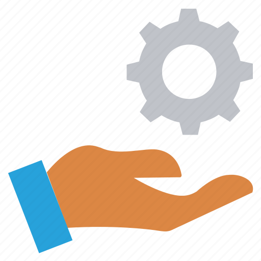 Cogwheel, customer service, gear, hand, service, setting, support icon - Download on Iconfinder