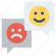chatting, comment, customer service, happy, sad, service, support 