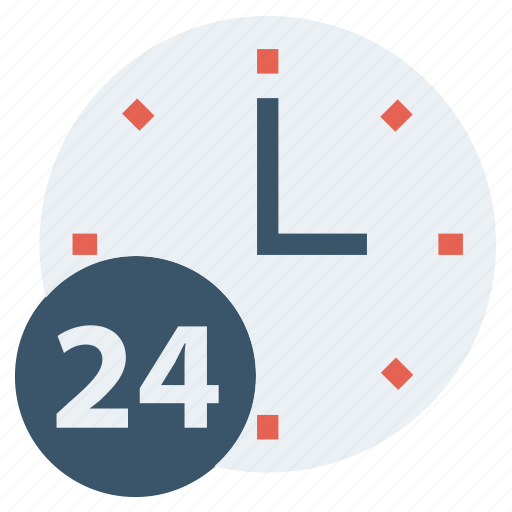 24 hours, 24 hours support, around the clock, clock, customer service, nonstop, time icon - Download on Iconfinder