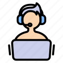 customer, service, support, help, laptop, people, headset