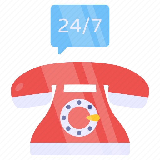 24/7 hr helpline, hotline, 24/7hr service, telecommunication, landline icon - Download on Iconfinder