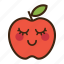apple, emoji, expression, fruit, good, red, shy 
