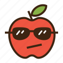 apple, cool, emoji, expression, fruit, red, sunglasses 