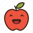 apple, emoji, expression, fruit, happiness, laugh, red 
