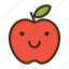 apple, emoji, expression, fruit, good, happy, red 