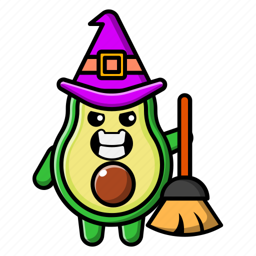 Cute, avocado, witch, green, food, vegan, fruit icon - Download on Iconfinder