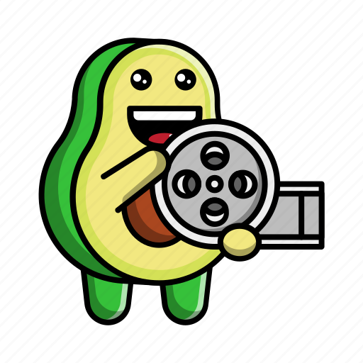 Cute, avocado, film, reel, green, food, vegan icon - Download on Iconfinder