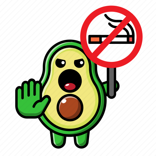 Cute, avocado, no, smoking, sign, green, food icon - Download on Iconfinder