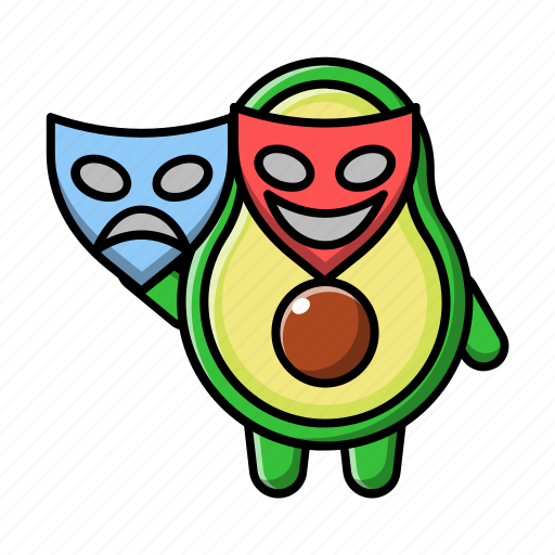 Cute, avocado, theater, masks, green, food, vegan icon - Download on Iconfinder