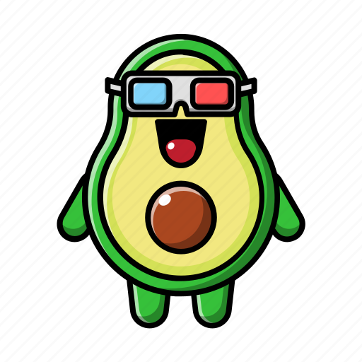 Cute, avocado, wearing, glasses, green, food, vegan icon - Download on Iconfinder