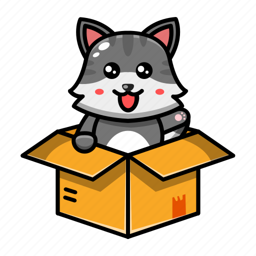 Cute, cat, box, pet, animal, cartoon, paw icon - Download on Iconfinder