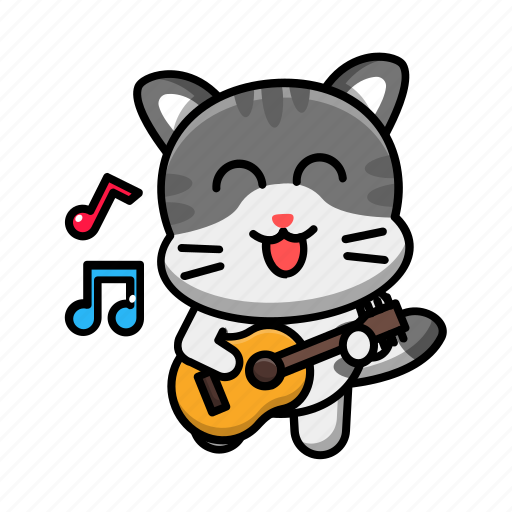 Cute, cat, guitar, pet, animal, cartoon, paw icon - Download on Iconfinder
