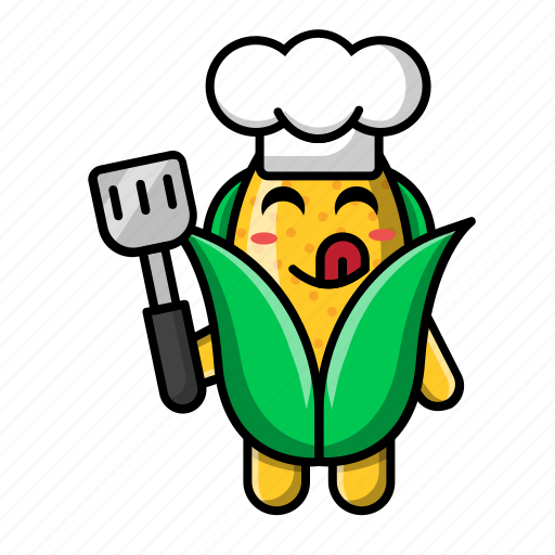 Cute, corn, chef, vegetable, snack, farm, mascot icon - Download on Iconfinder