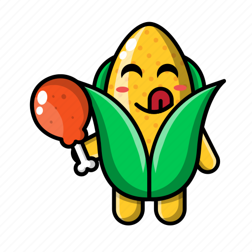 Cute, corn, eating, fried, chicken, vegetable, snack icon - Download on Iconfinder
