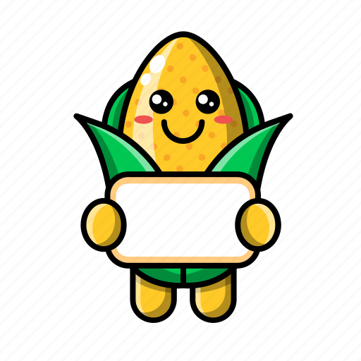 Cute, corn, whiteboard, vegetable, snack, farm, mascot icon - Download on Iconfinder