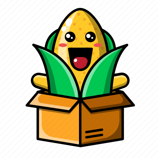 Cute, corn, inside, box, package, vegetable, snack icon - Download on Iconfinder