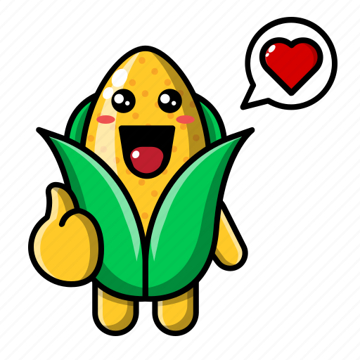 Cute, corn, love, heart, vegetable, snack, farm icon - Download on Iconfinder