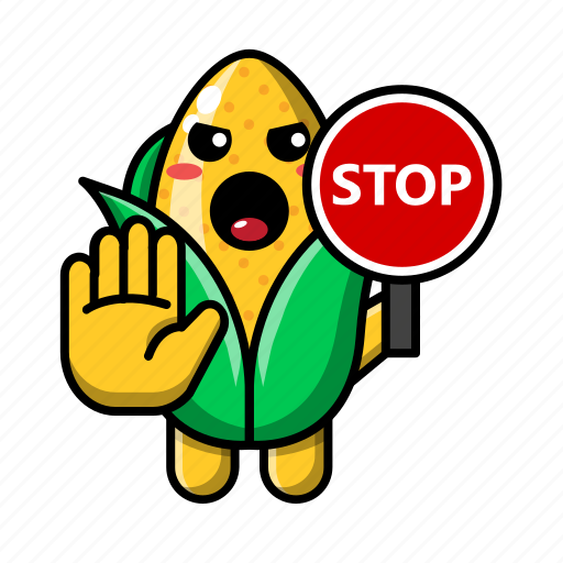 Cute, corn, stop, sign, vegetable, snack, farm icon - Download on Iconfinder
