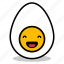 boiled, breakfast, egg, emoji, expression, happy, yolk 
