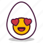 boiled, breakfast, egg, emoji, expression, heart, yolk 