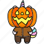 pumpkin, head, unicorn, mask, halloween 